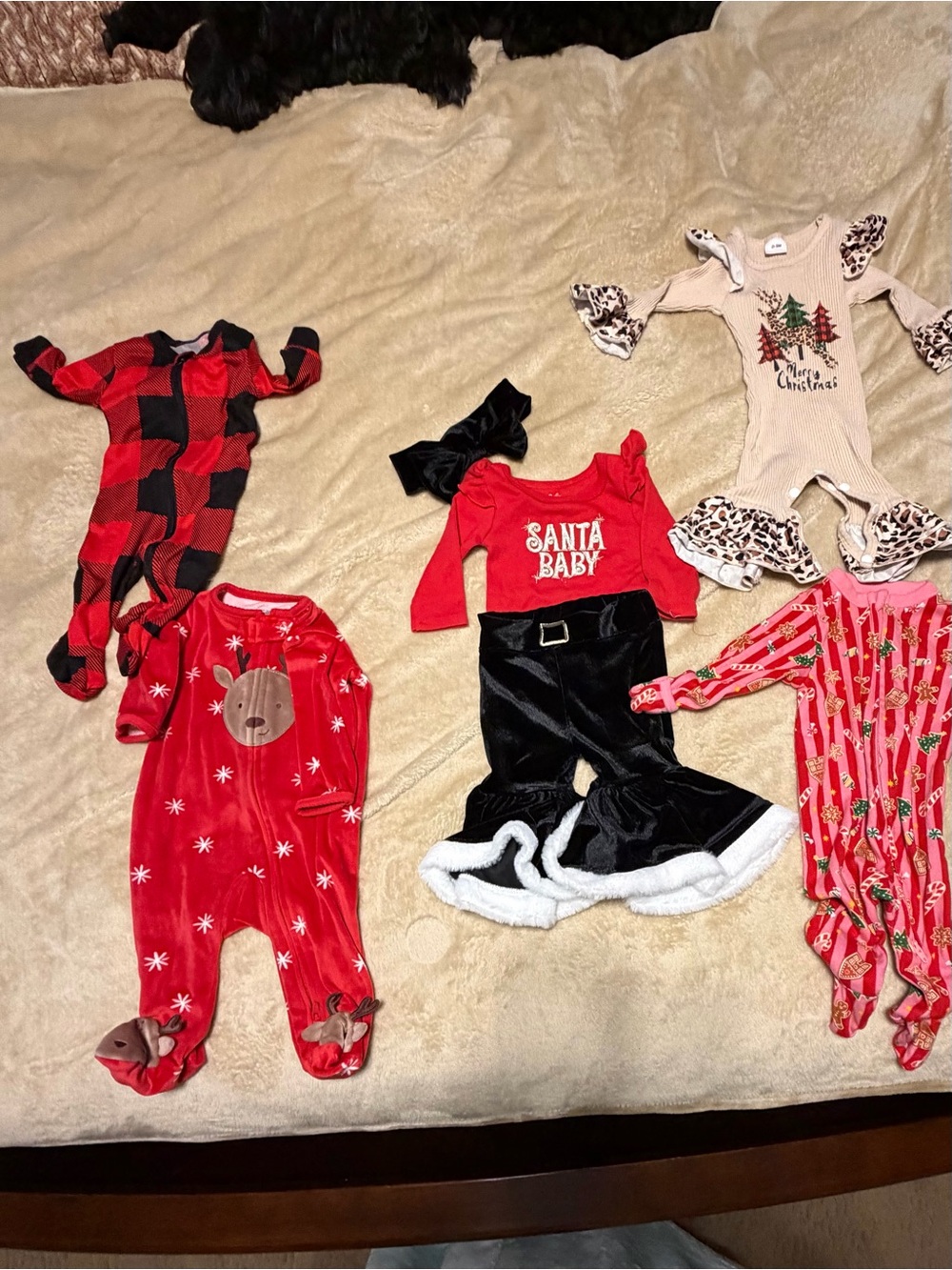 Santa Baby Red and Black Holiday One-Piece for Kids